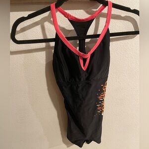 Speedo Swimsuit Womens Black Pink Endurance One Piece